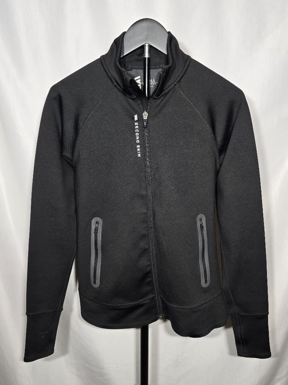 Second Skin Men's Full Zip Training Jacket Tech Fleece Athletic Black Small